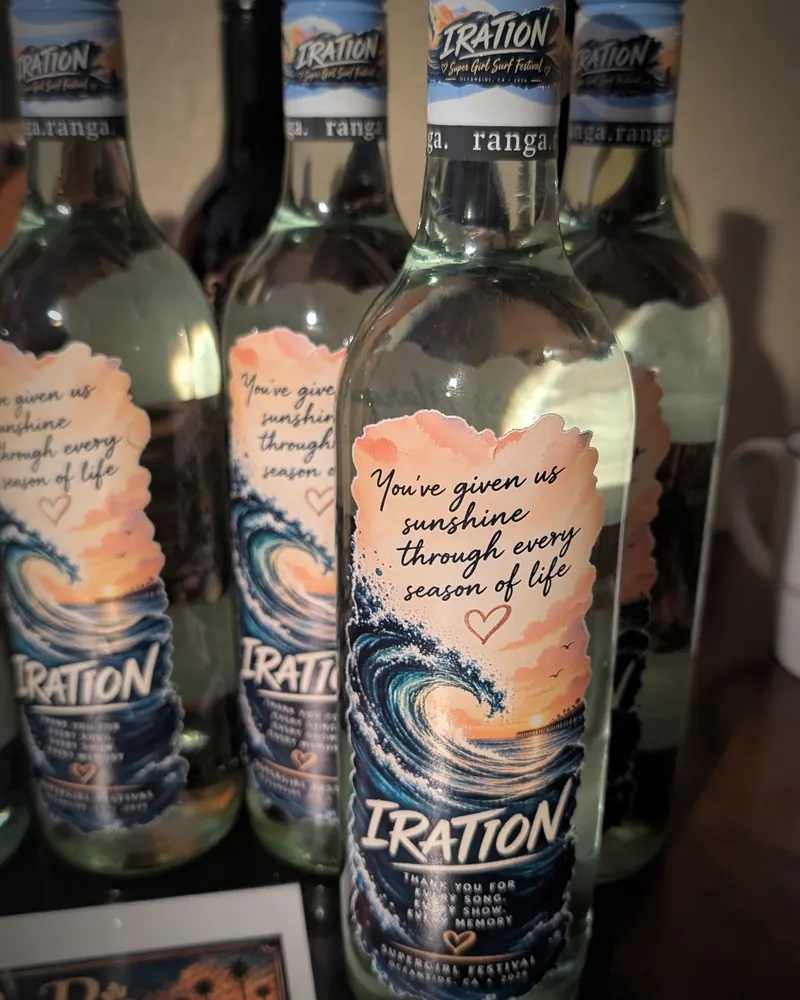 Artist gift for Iration, 2026: The finished bottles, up close