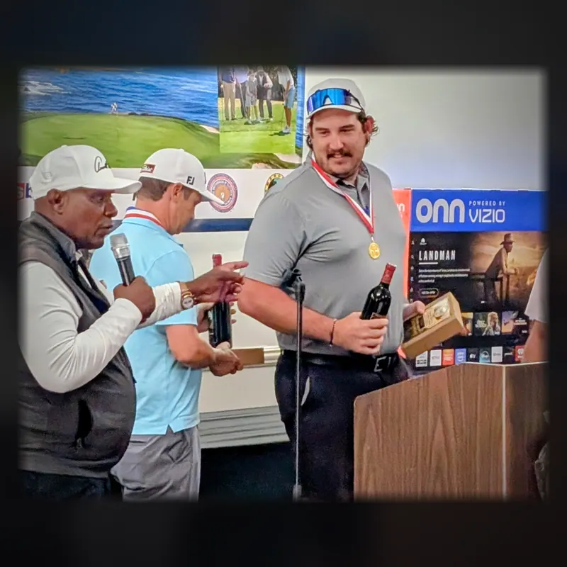 Golf tournament, 2026: A winner and his bottle