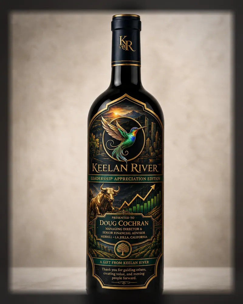 Keelan River house label: A bottle render from our studio