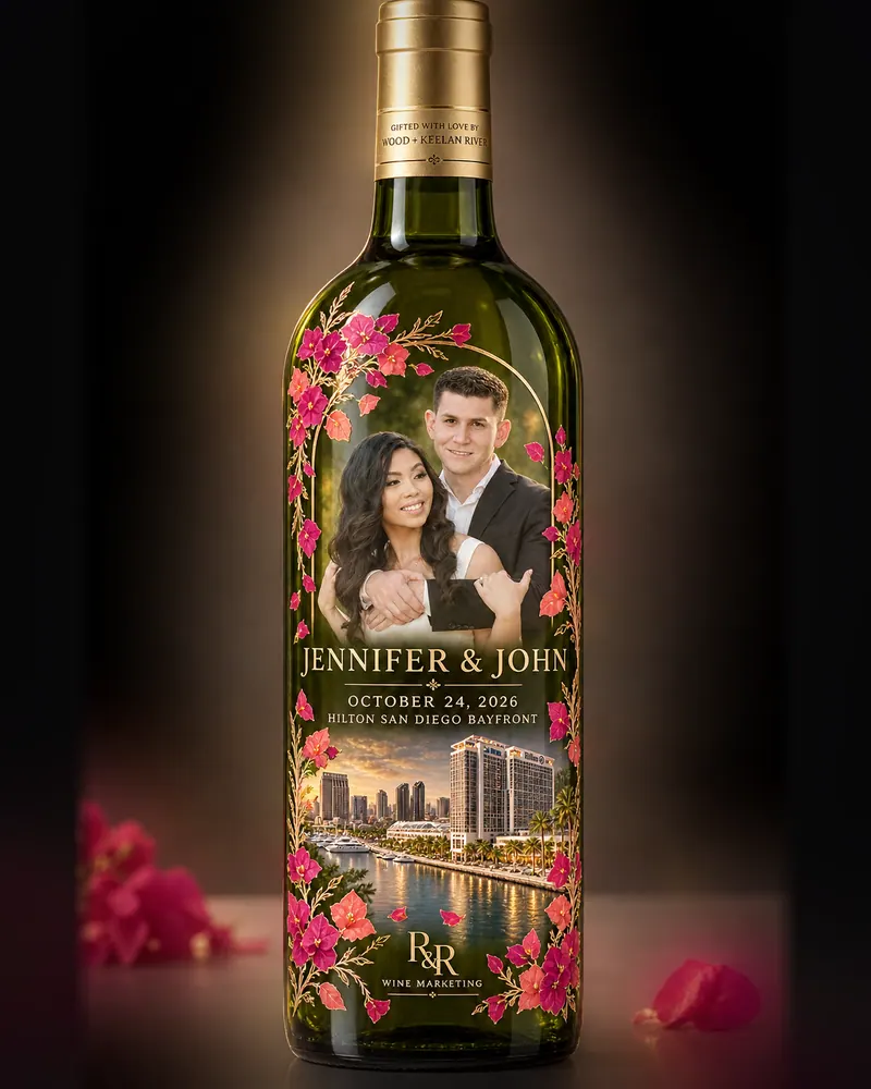 Wedding gift, 2026: A bottle render we explored for the couple