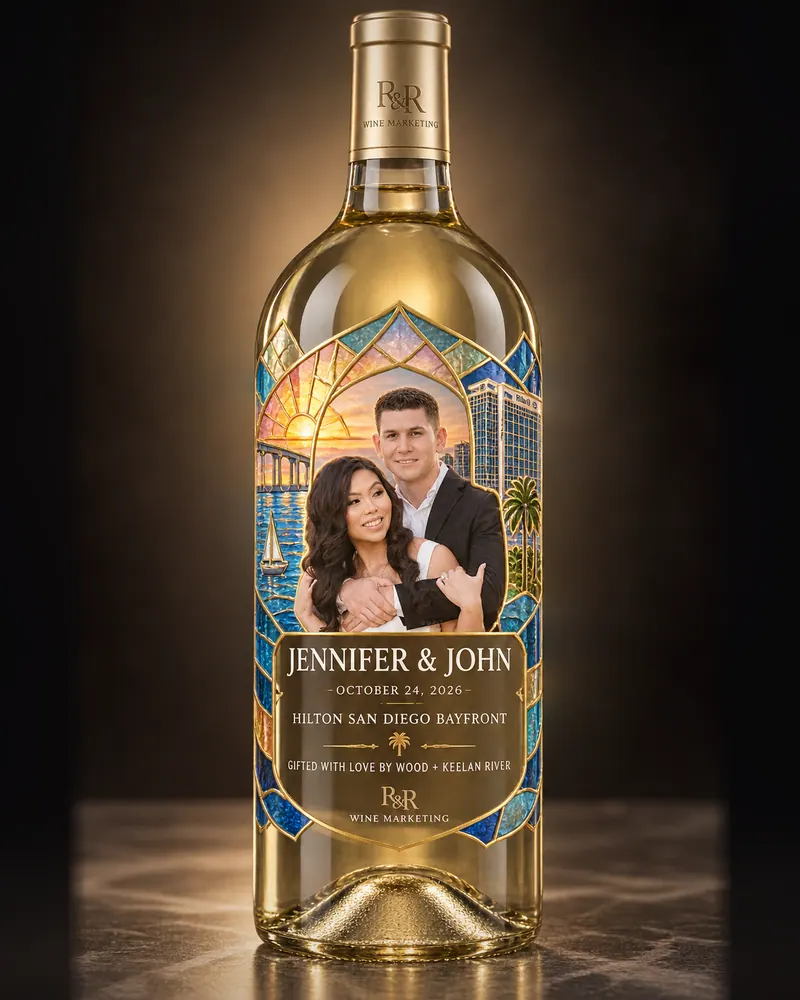 Wedding gift, 2026: A bottle render we explored for the couple