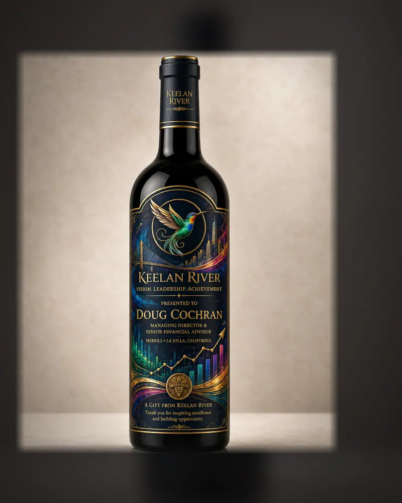 Keelan River house label: A bottle render from our studio