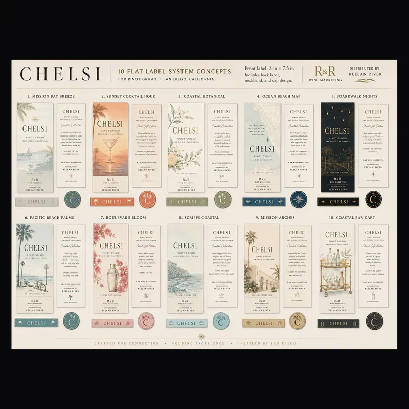 Chelsi label series: A presentation board for a label series