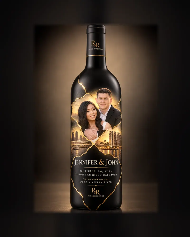 Wedding gift, 2026: A bottle render we explored for the couple