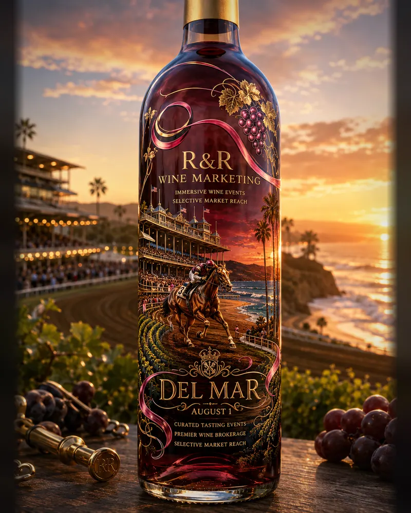 R&R Del Mar: A bottle render at sunset