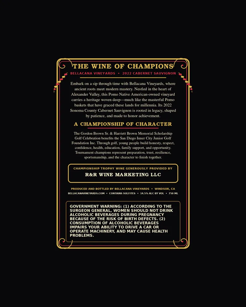 Tournament Champions back label artwork