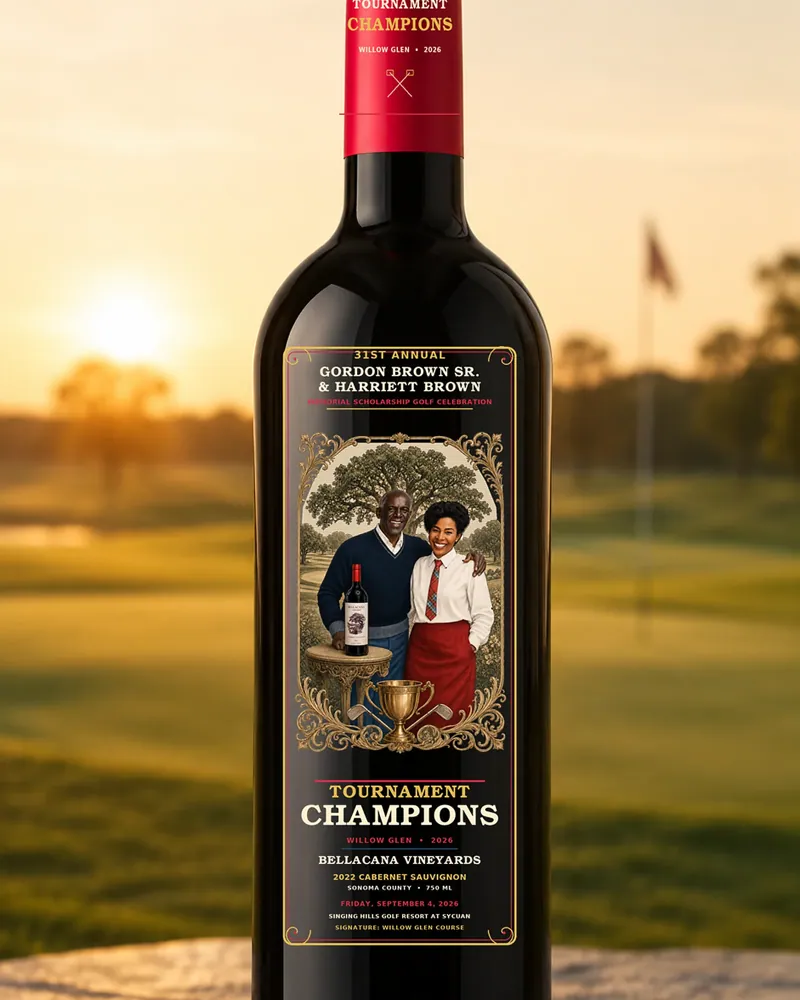 Tournament Champions label shown on a bottle