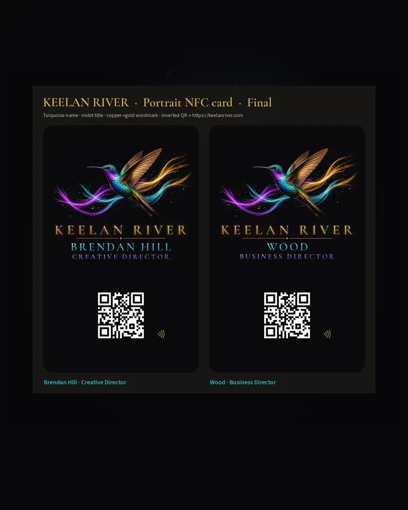 Pair of Keelan River portrait NFC cards
