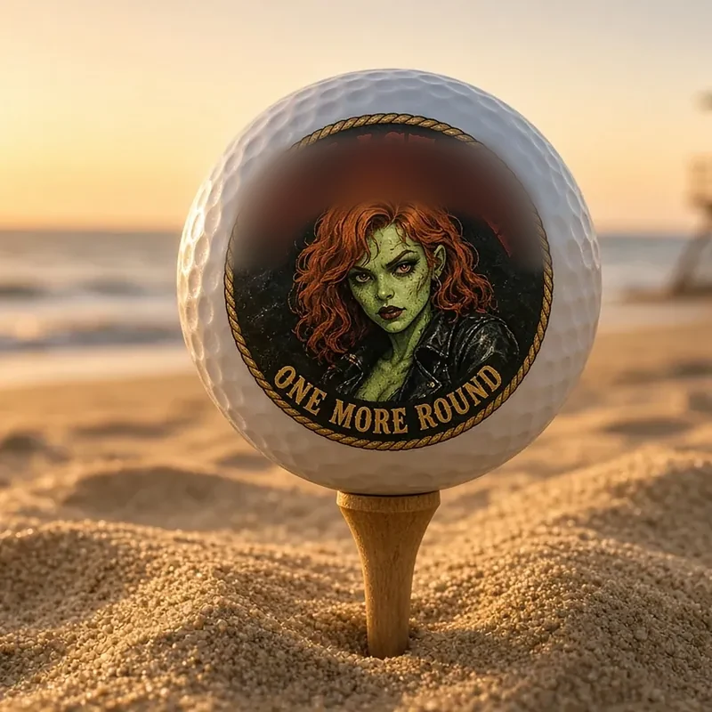 Jimi Lane golf ball on the sand