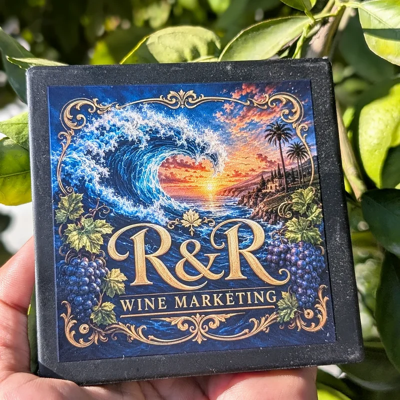 Square coaster with a wave scene, made for R&R