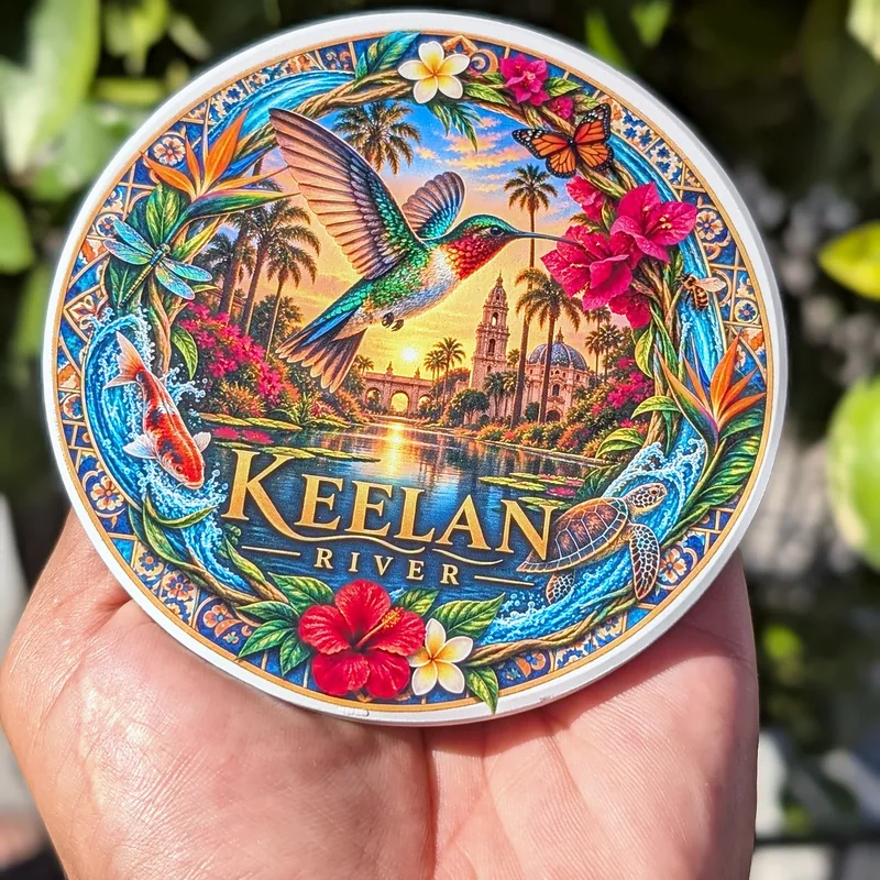 Keelan River hummingbird coaster held in hand
