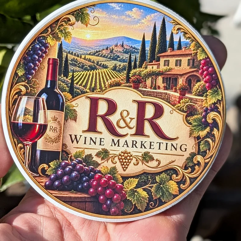 Coaster with a Tuscan bottle scene, made for R&R
