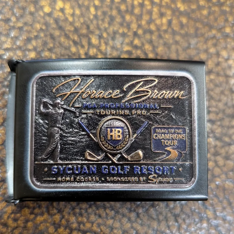 Finished Horace Brown PGA Touring Pro belt buckle with the Sycuan Golf Resort name