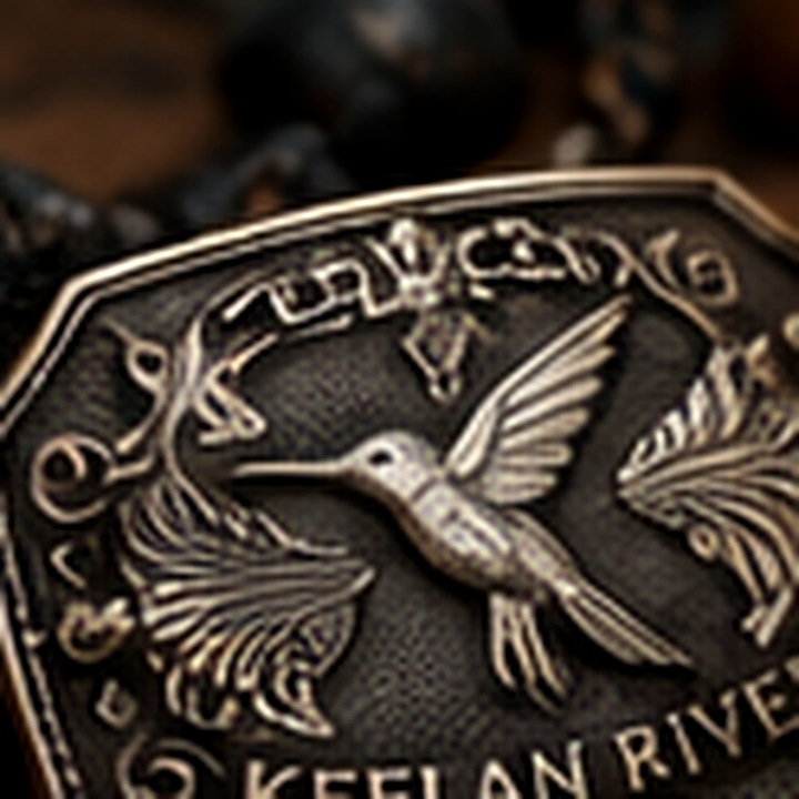 Custom metal buckle with hummingbird relief